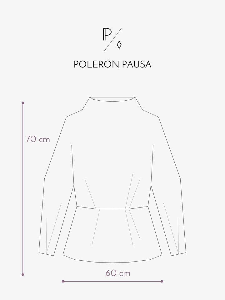 Medidas Polerón Pausa - 70 cm de largo