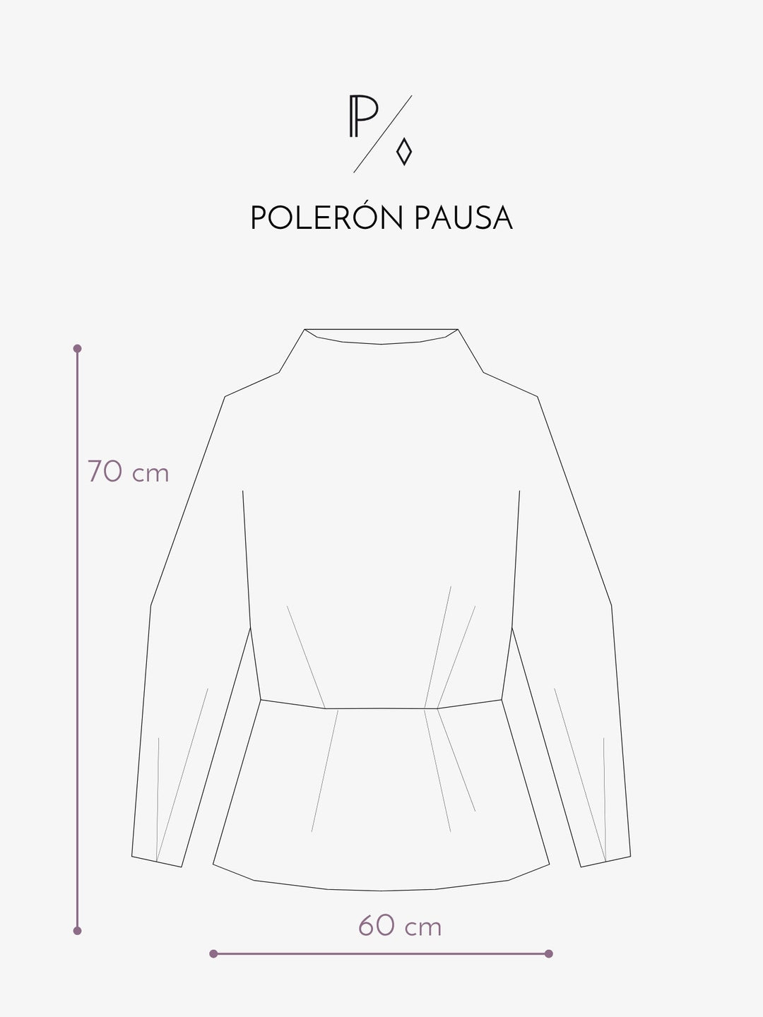 Medidas Polerón Pausa - 70 cm de largo