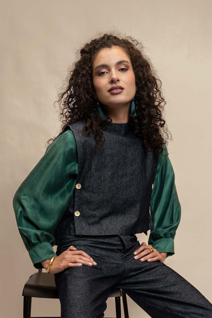 PECHERA DENIM AZUL MARINO