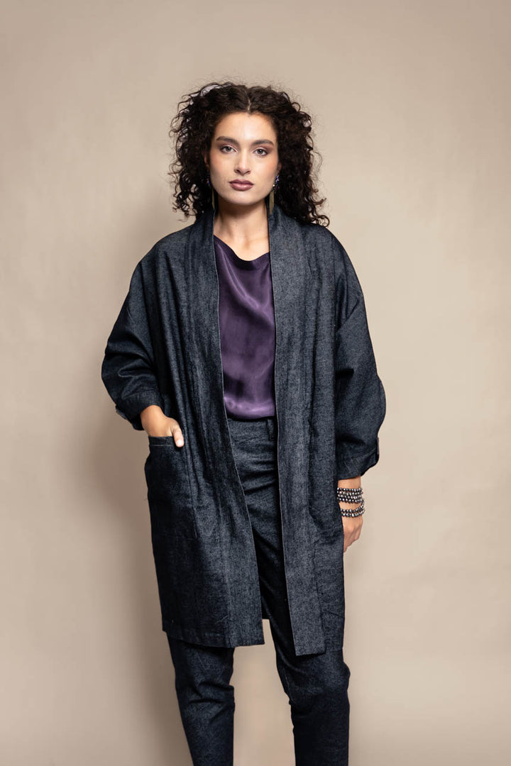 ABRIGO BARLOVENTO ALGODON DENIM AZUL MARINO