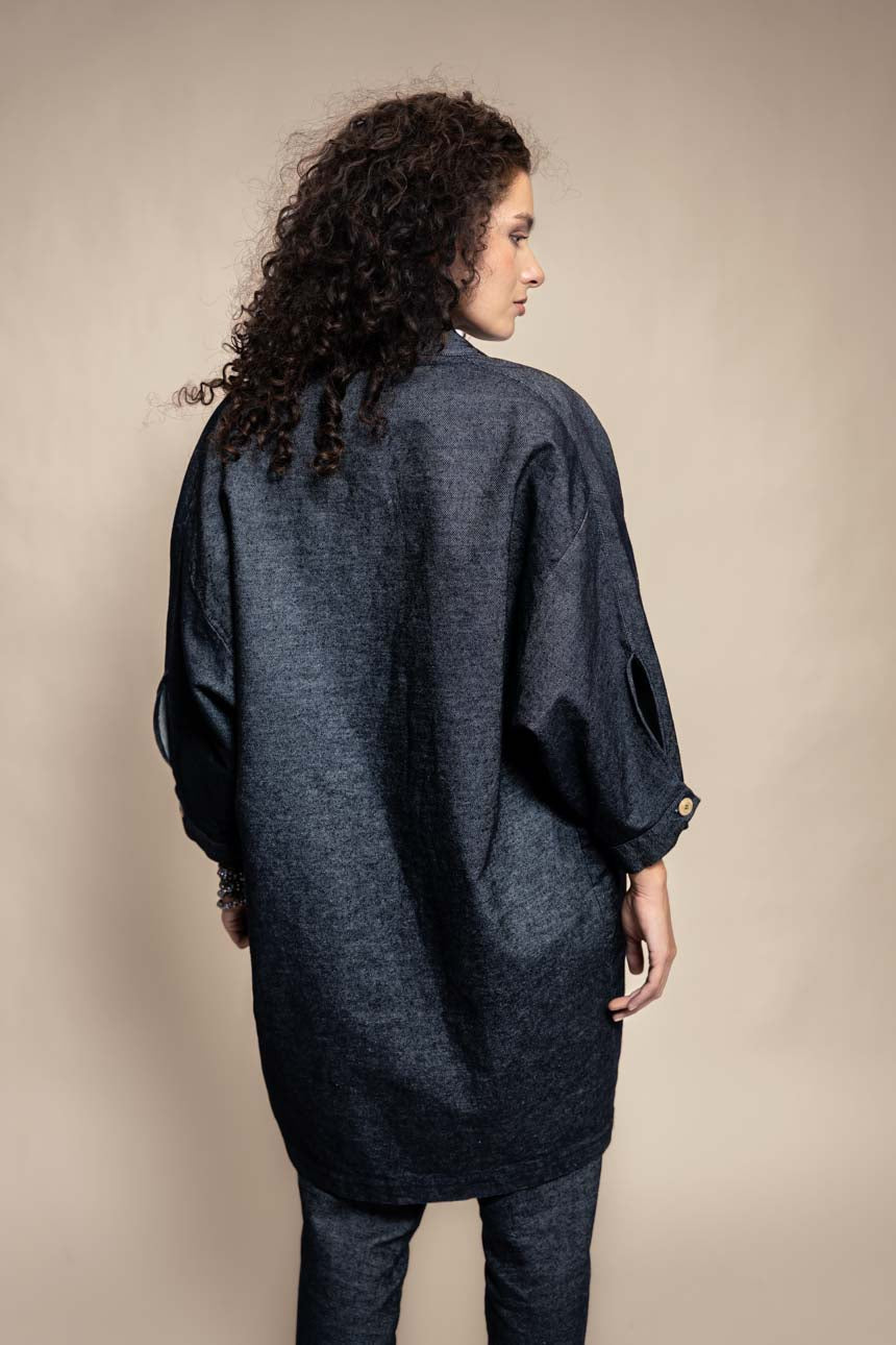 ABRIGO BARLOVENTO ALGODON DENIM AZUL MARINO