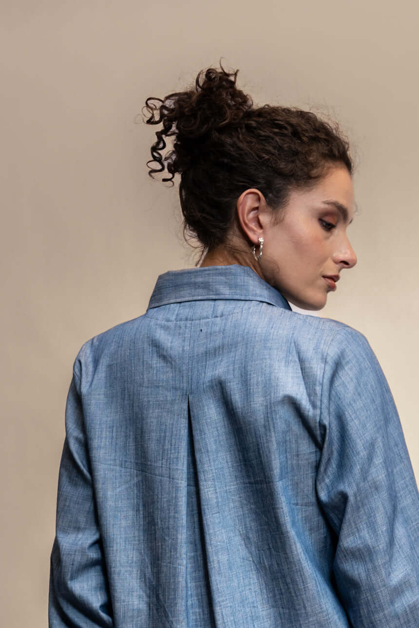 CAMISA ALGODÓN DENIM CELESTE
