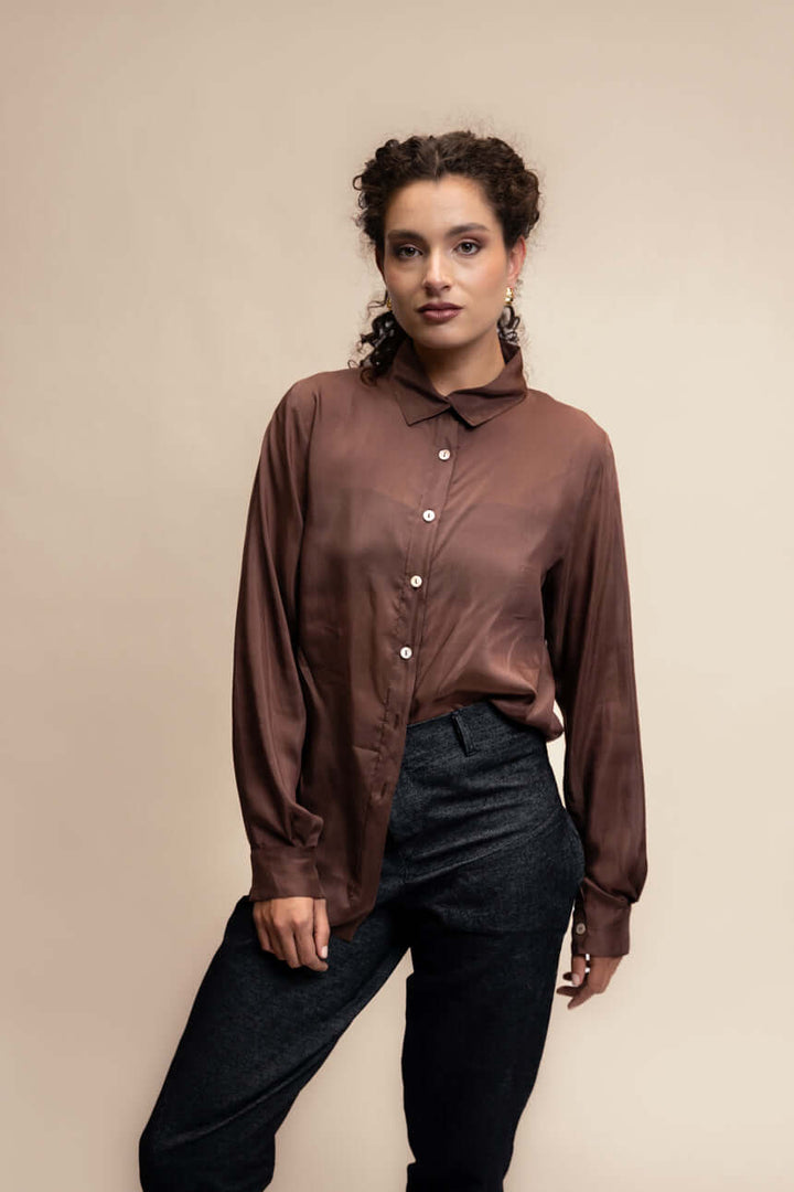 CAMISA TENCEL™ SEDA CAFÉ