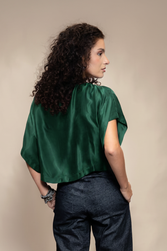 Top Quilla Cupro Verde - Paulamar