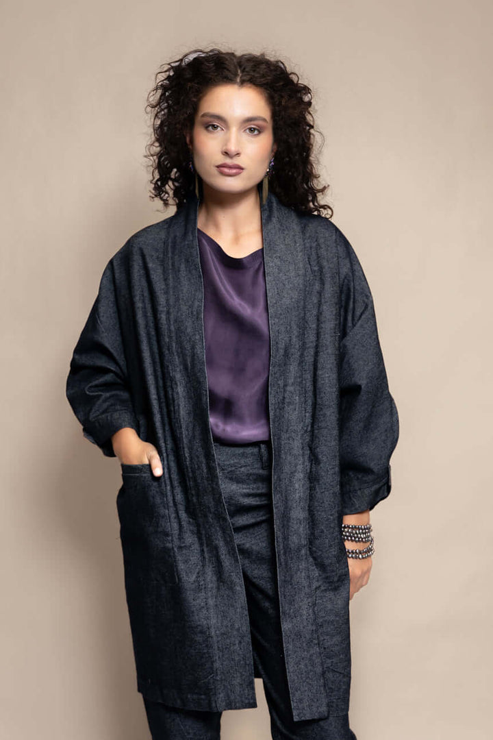 ABRIGO BARLOVENTO ALGODON DENIM AZUL MARINO
