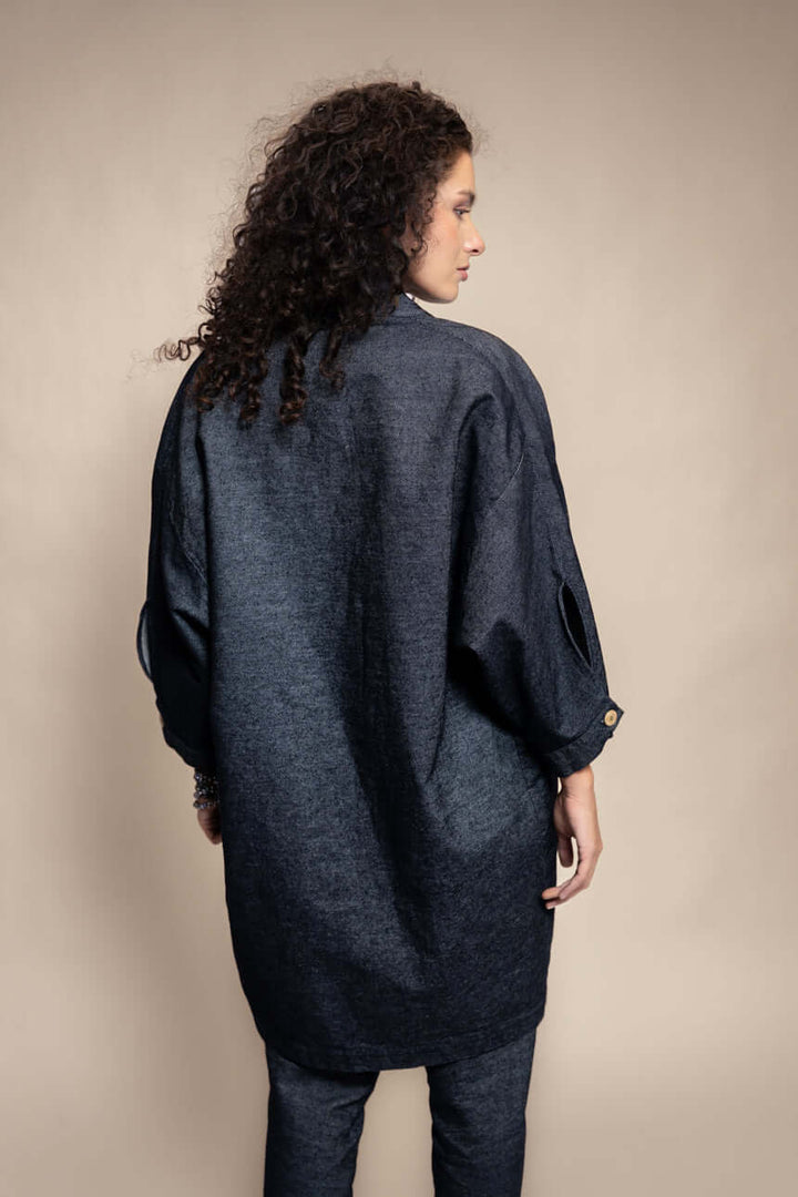 ABRIGO BARLOVENTO ALGODON DENIM AZUL MARINO