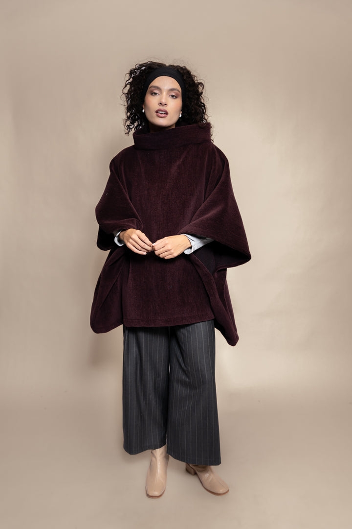 PONCHO MONTAÑA LANA MERINO BURDEO