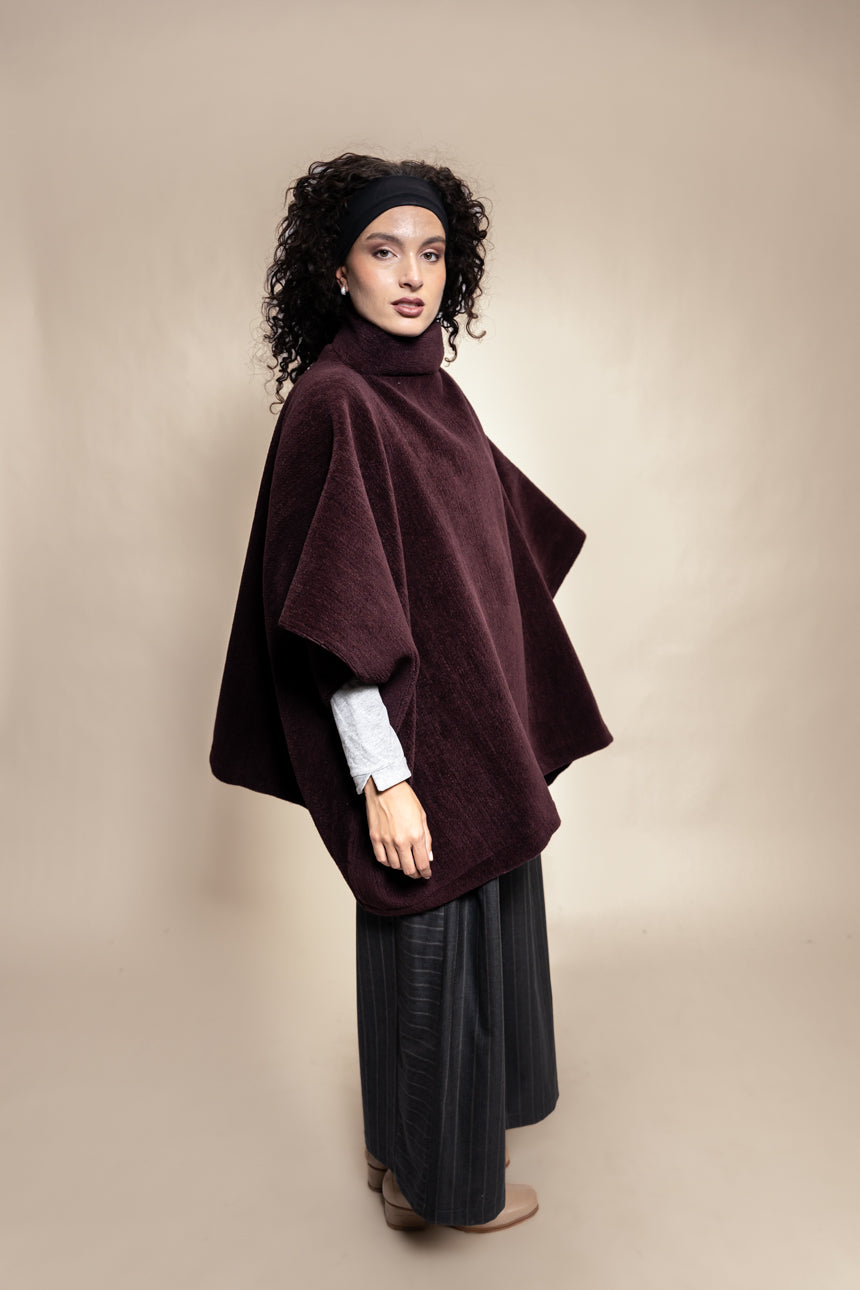 PONCHO MONTAÑA LANA MERINO BURDEO
