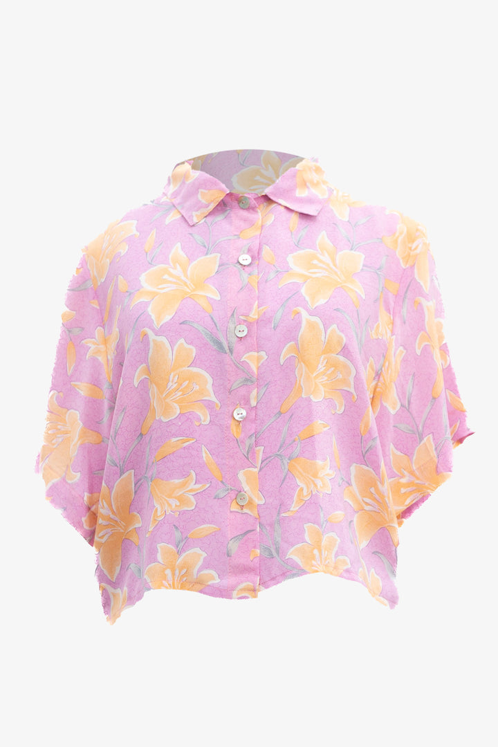Camisa Crop Seda
