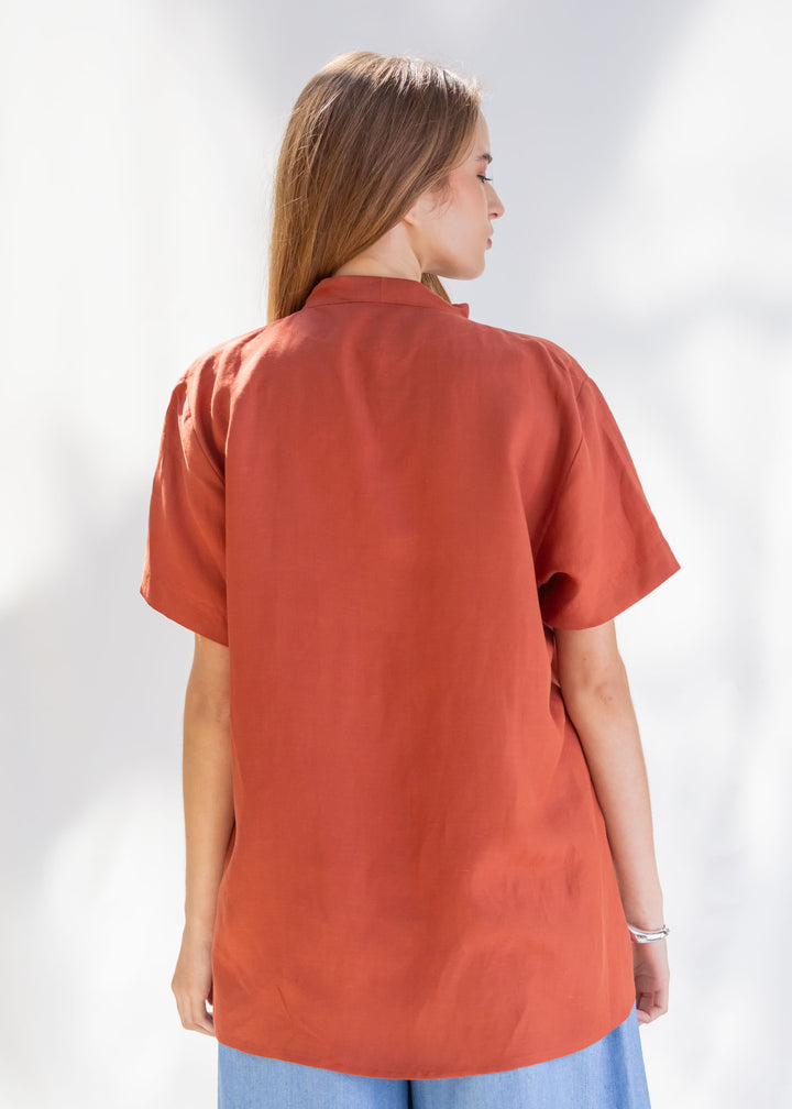 CAMISA PARA DOS LINO TERRACOTA