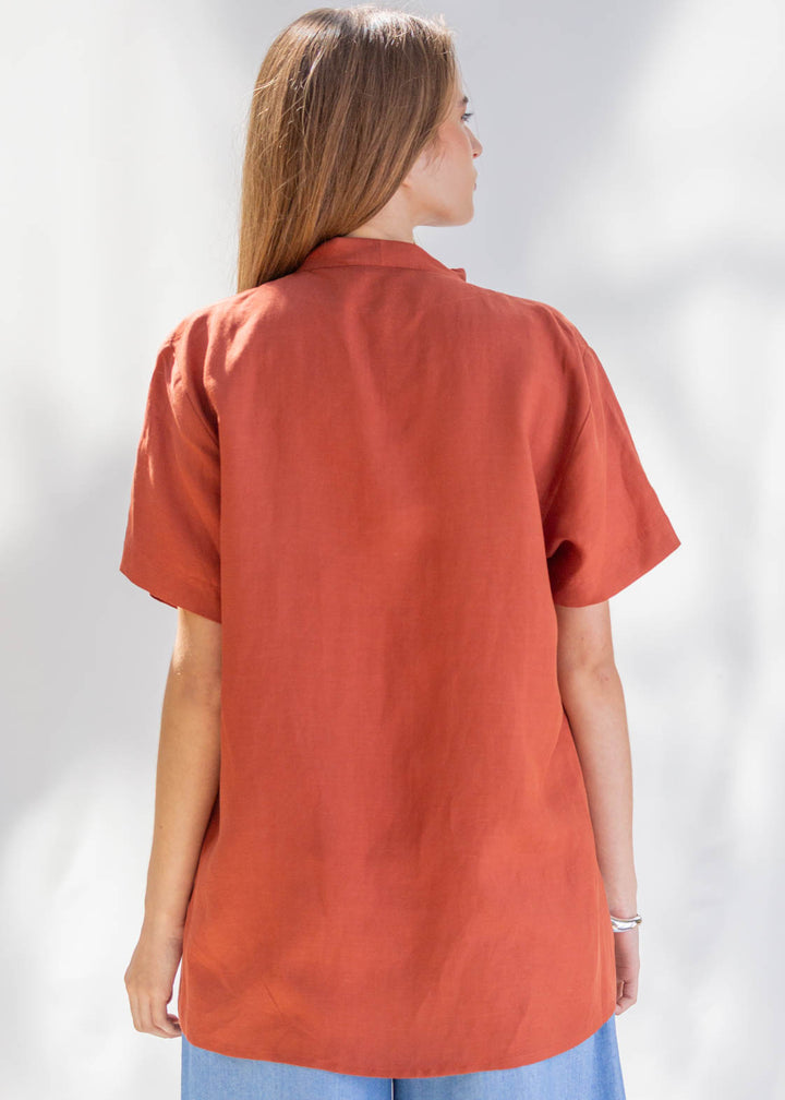 CAMISA PARA DOS LINO TERRACOTA