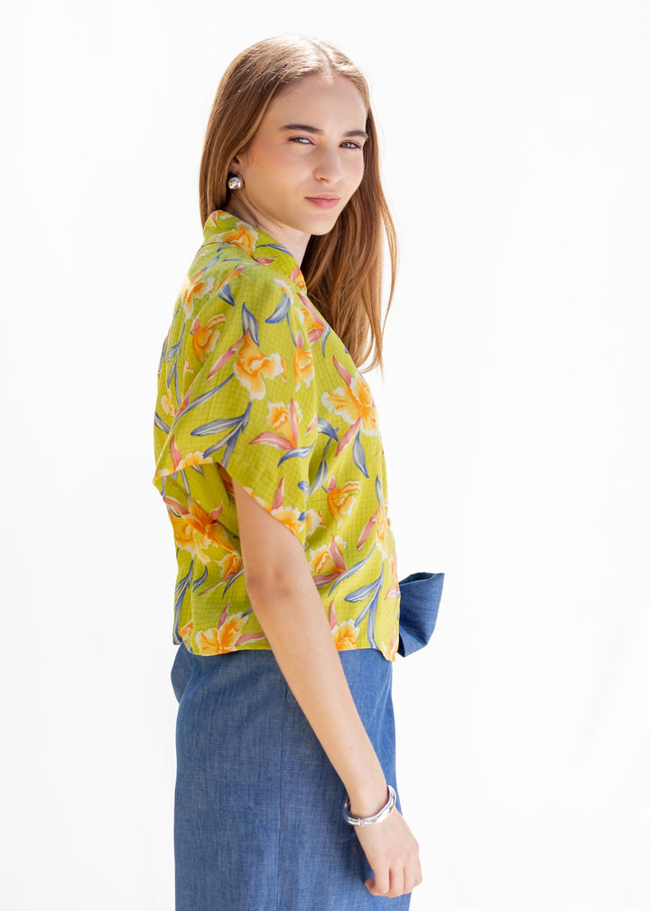 CAMISA CROP SEDA pistacho