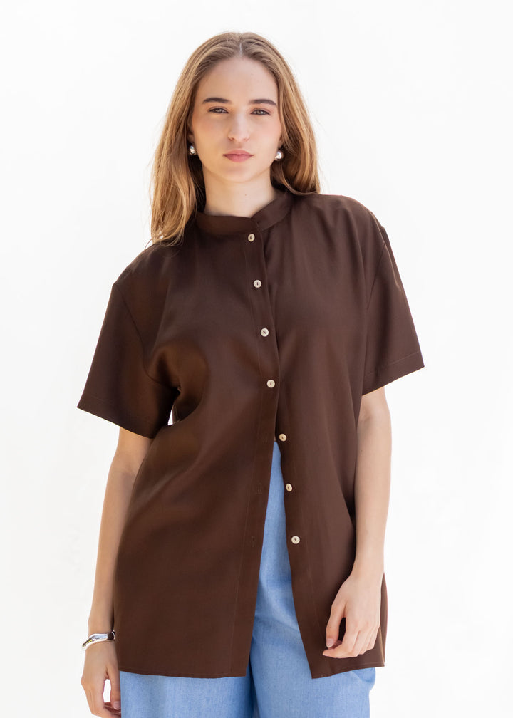CAMISA PARA DOS TENCEL CAFÉ