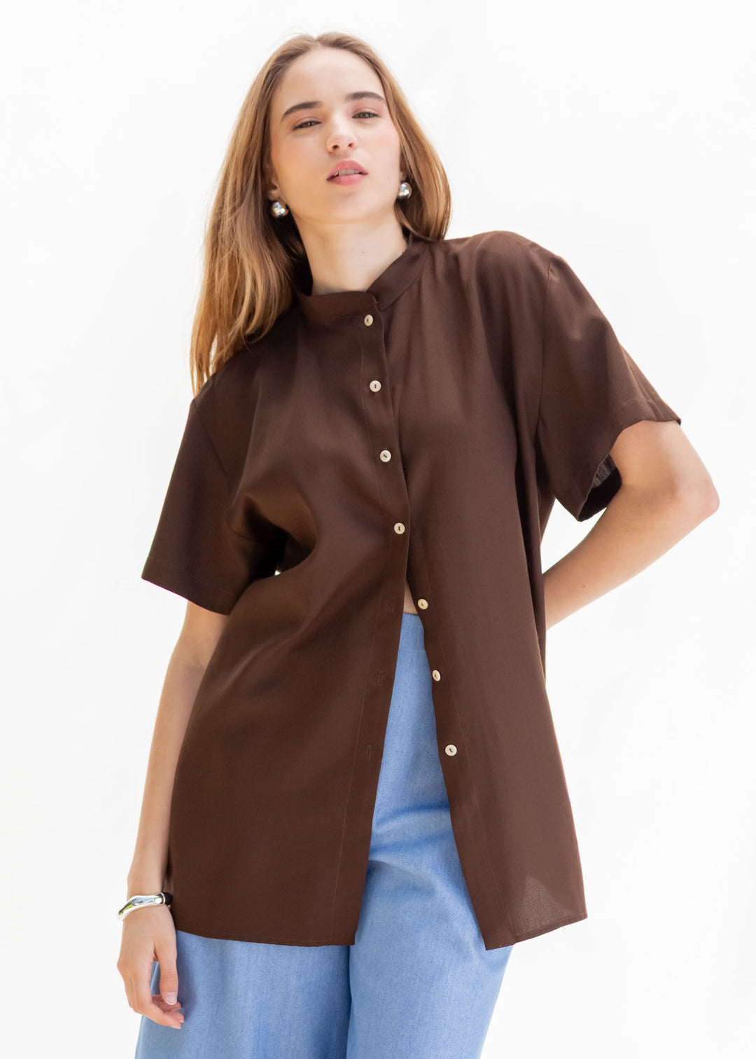 CAMISA PARA DOS TENCEL CAFÉ