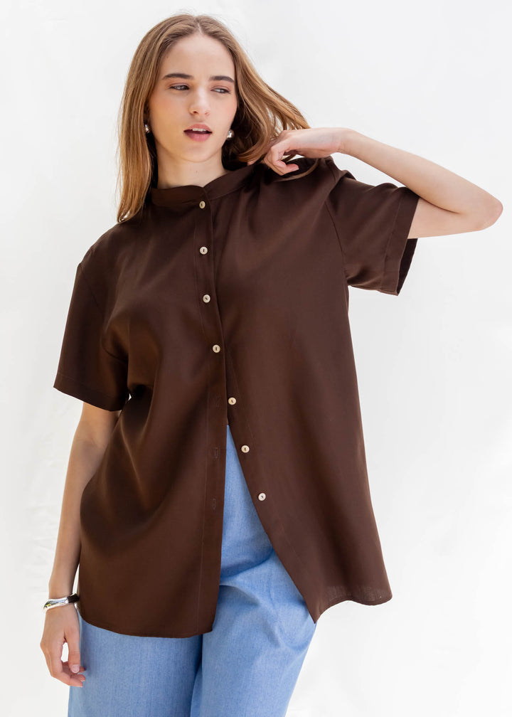 CAMISA PARA DOS TENCEL CAFÉ