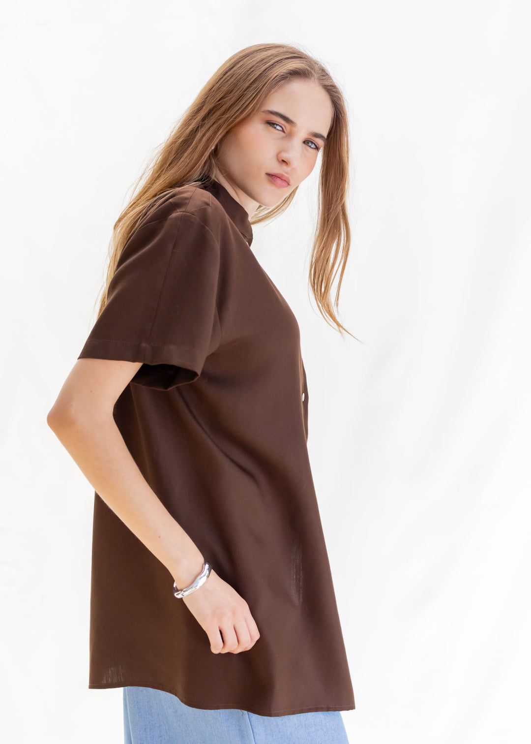 CAMISA PARA DOS TENCEL CAFÉ