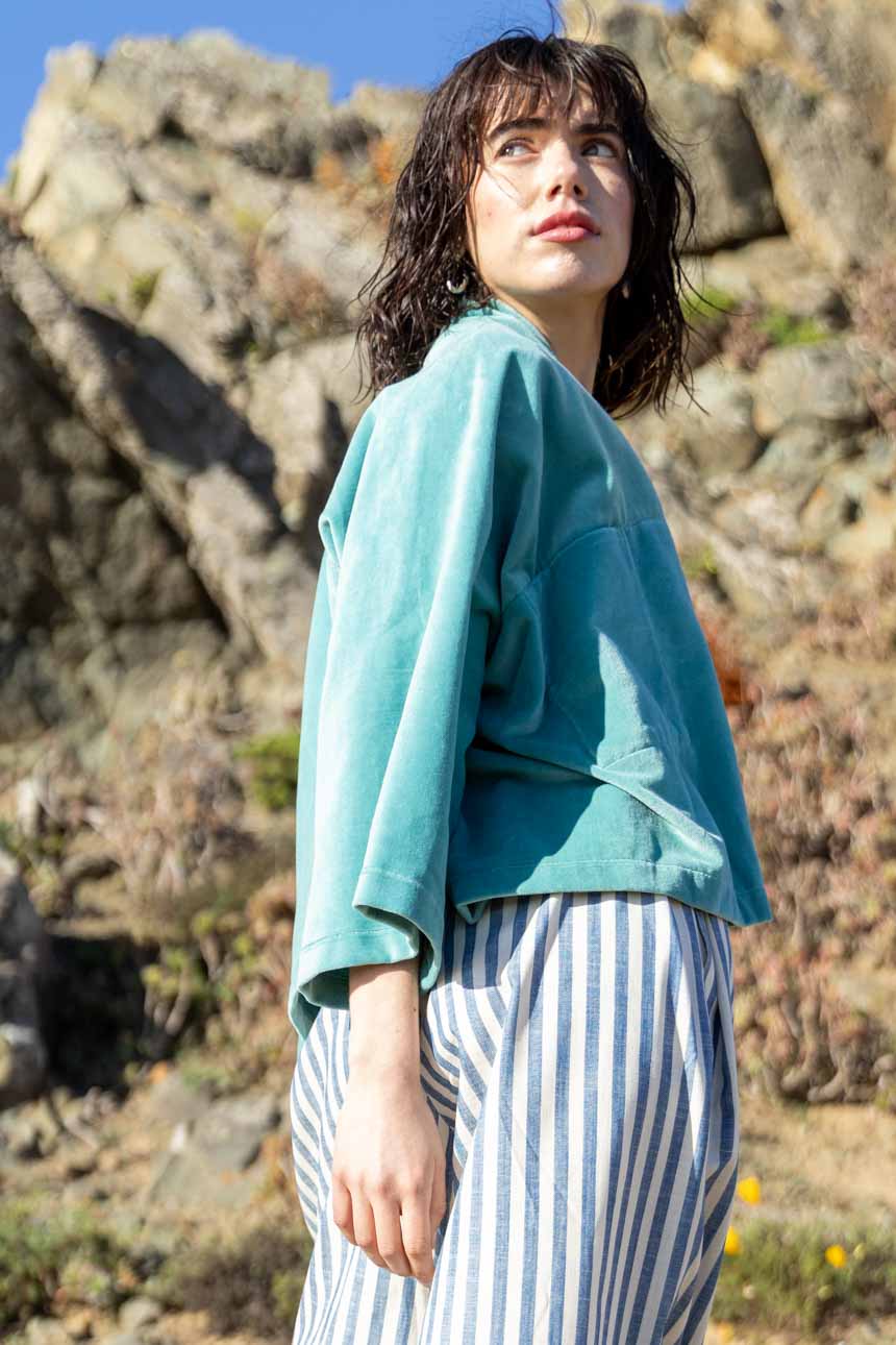 Chaqueta Páramo Terciopelo Algodón Orgánico Turquesa