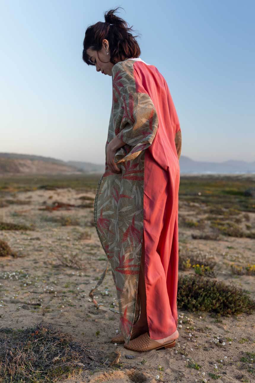 Kimono Vestido Manantial Seda Beige