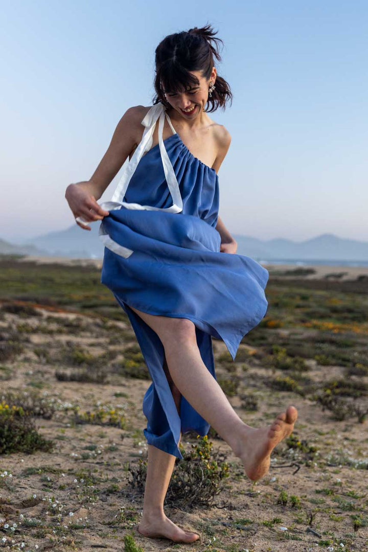 Vestido Risco TENCEL™ Celeste