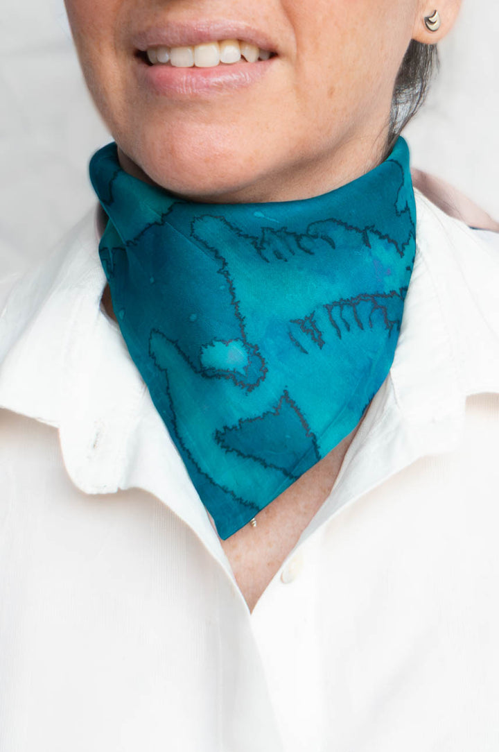 Pañoleta Seda Reversible Rosado / Calipso