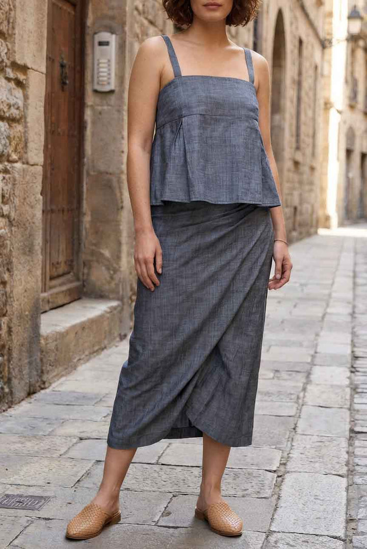 Top Ladera Algodón  Denim