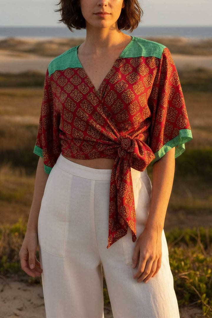 Blusón del Valle Seda Rojo