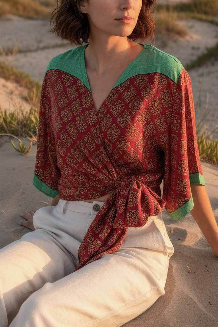 Blusón del Valle Seda Rojo