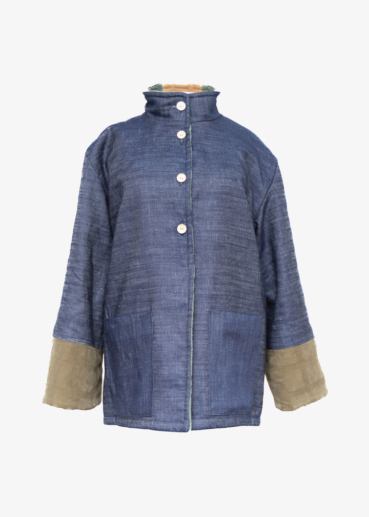 Chaquetón Reversible Lana Merino - Mezclilla