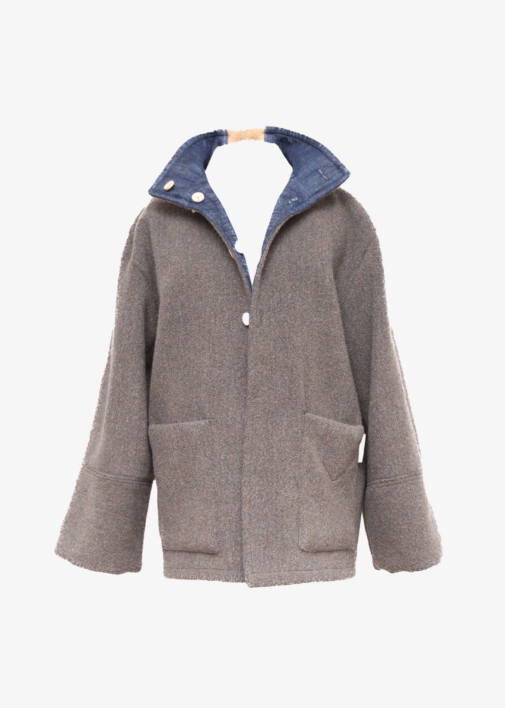 Chaquetón Reversible Lana Merino - Mezclilla