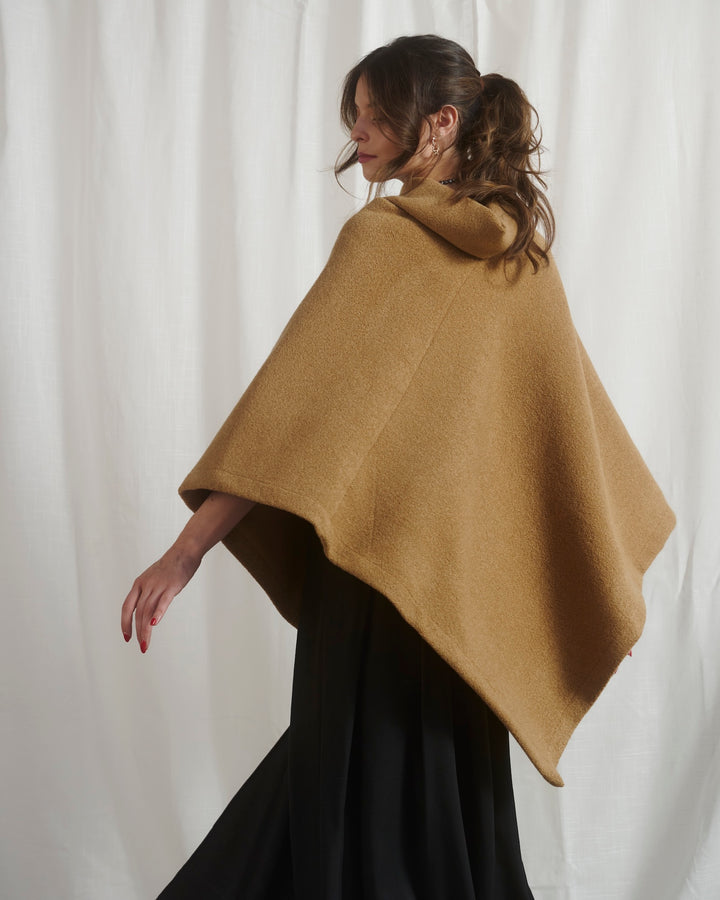 Camel Poncho 100% Wool