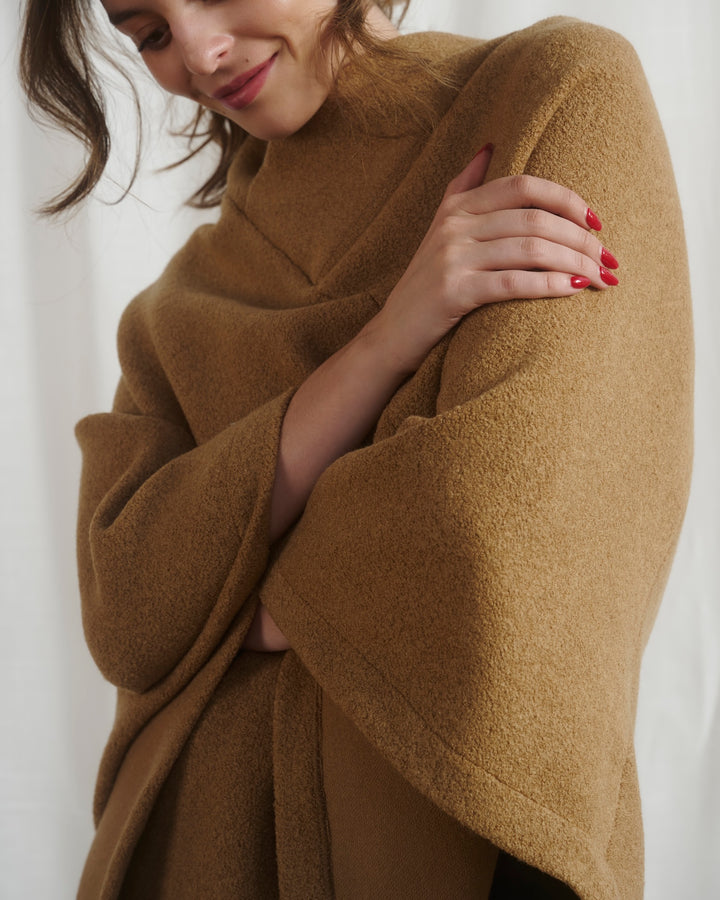 Camel Poncho 100% Wool