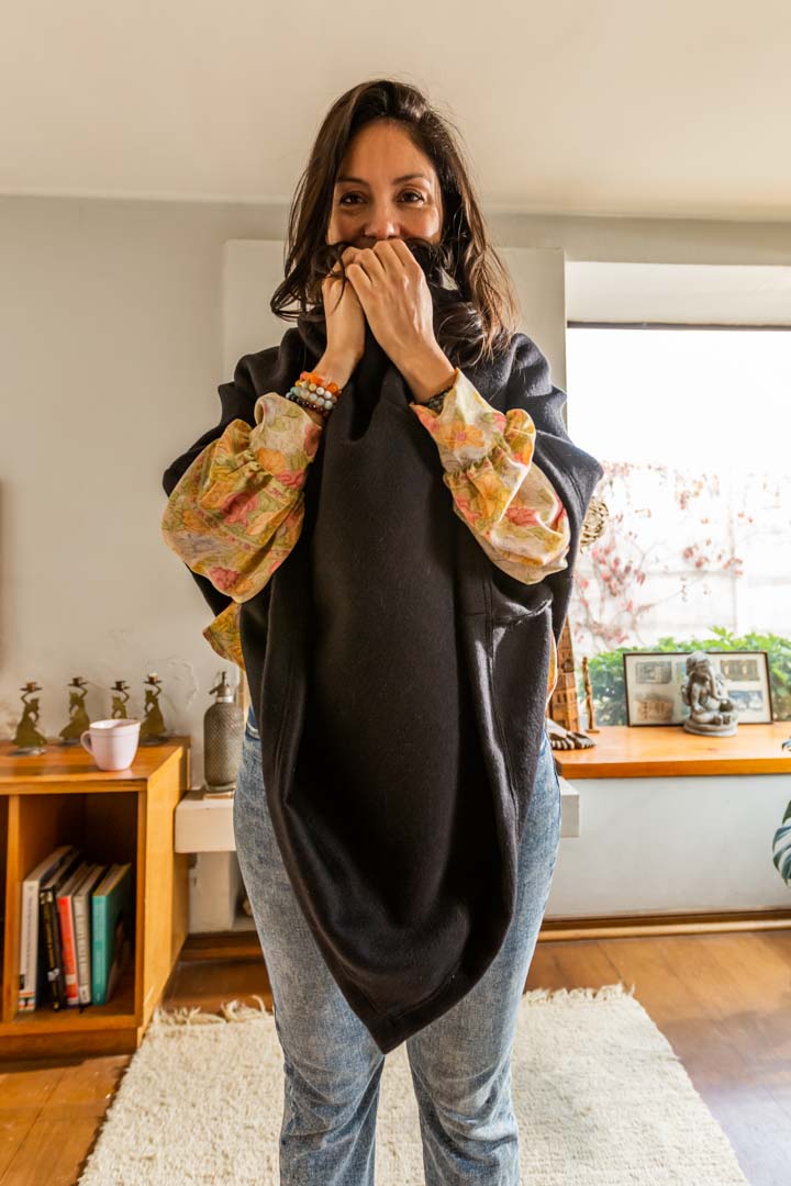 Poncho Noche 100% Lana