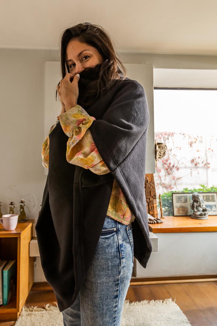 Poncho Noche 100% Lana