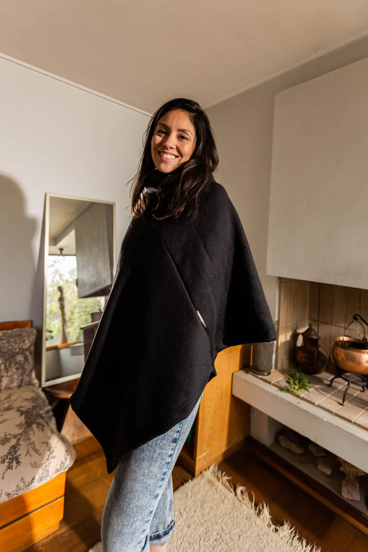 Poncho Noche 100% Lana